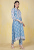 Turquoise Rayon Floral Printed Kurta Set