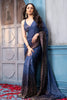 Blue & Navy Ombre Sequins Embroidered Georgette Saree
