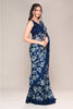 Navy Color Floral Printed Chiffon Saree