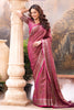 Wine Cotton Silk Floral Resham & Zari Wovern Saree