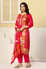 Magenta Pink Printed Embroidered Chanderi Silk Suit Set