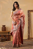 Cherry Red & Gold Color Woven Saree