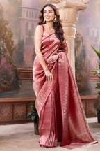 Rani Color Zari Woven Tissue Silk Saree