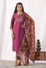 Dark Scarlet Color Muslin Suit With Brasso Dupatta