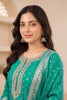 Sea Green Silk Zari Woven And Neck-Embroidered Unstitched Suit Material