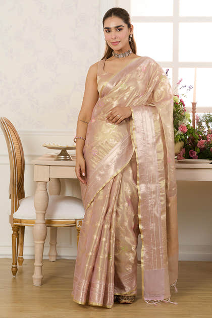 Mauve Metalic Tissue Zari Woven Saree
