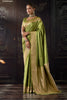 Olive Green Zari Woven Soft Silk Saree