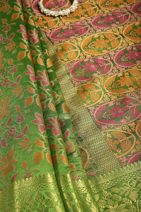 Mehandi Color Tussar Woven Silk Saree