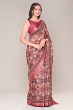 Maroon Color Cotton Silk Printed Saree