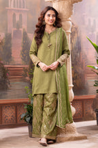 Green Embroidered Suits With Embroidered Pallazo