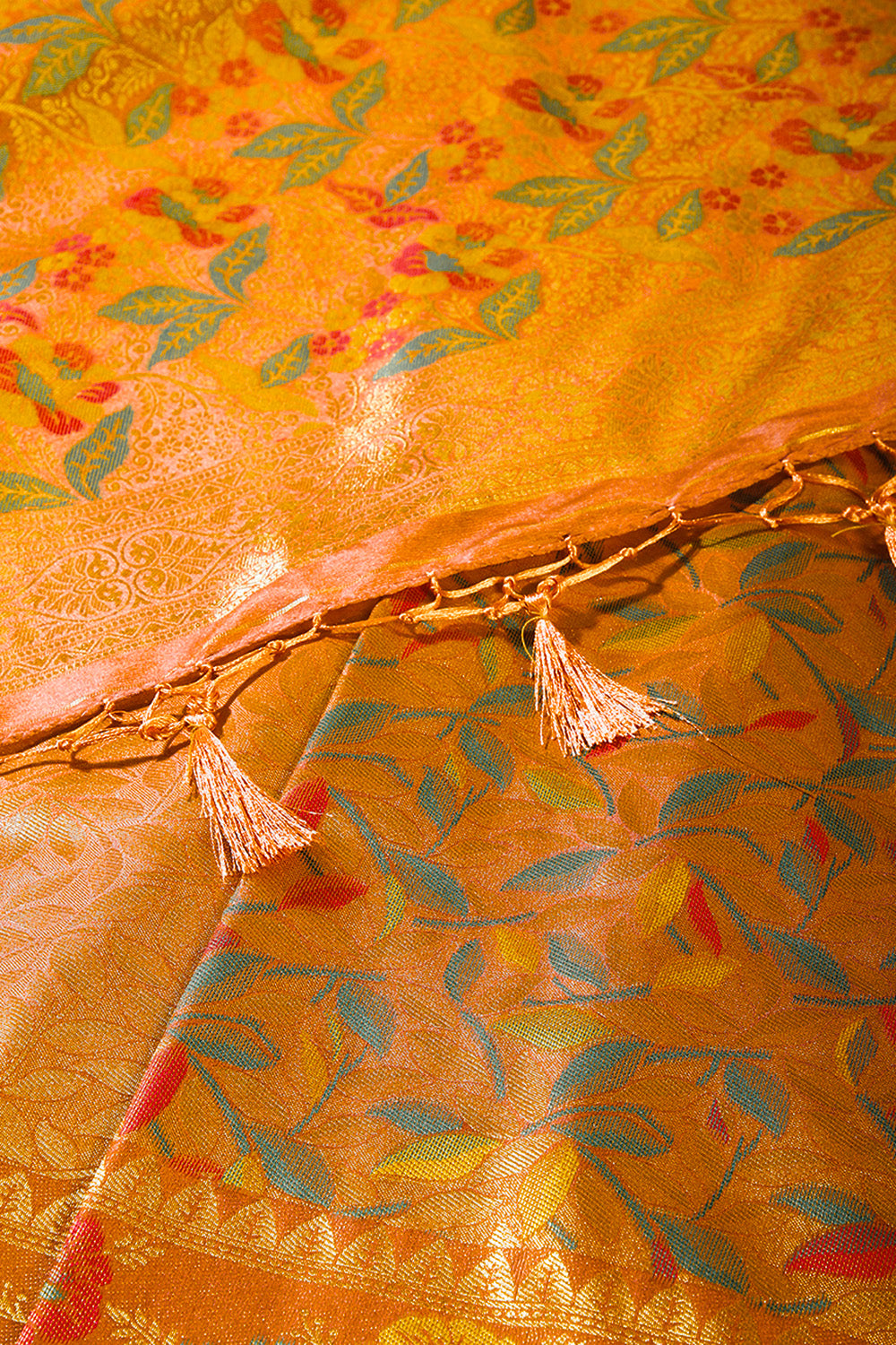 Mustard Color South Soft Silk Woven Saree