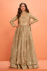 Beige Crepe Silk Embroidered Anarkali Suit With Skirt