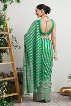 Turquoise  Color Georgette Embroidered Saree.