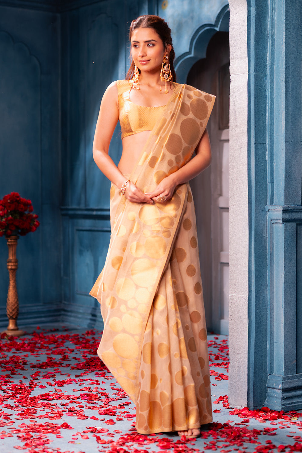 Gold Tissue Zari Woven Saree
