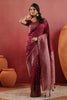 Wine Soft Silk Woven Saree