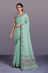 Dusty Mint Colour Maheshwari Cotton Woven Saree