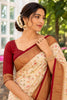 Cream Silk Ikkat Woven Border Saree