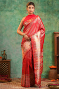 Red Color Woven Silk Saree