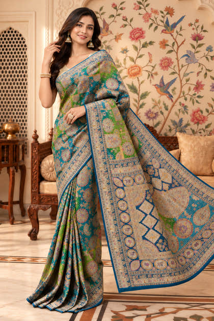 Blue Position Woven Khaddi Georgette Saree