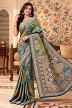 Blue Position Woven Khaddi Georgette Saree
