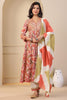 Rust Color Cotton Printed Anarkali Suit