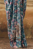 Blue Shimmer Floral Printed Saree with Swarovski Work on Border