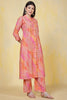 Orange Cotton Printed Long Kurta Set