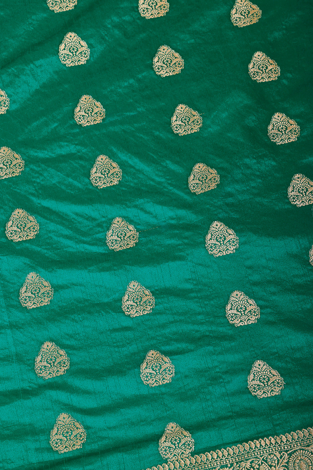 Teal Green Silk Zari Woven Saree