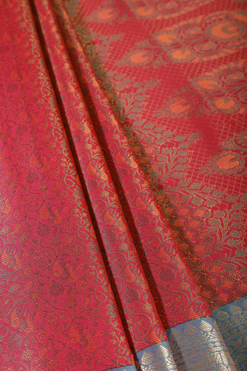 Red Color Cotton Silk Resham & Zari Woven Saree