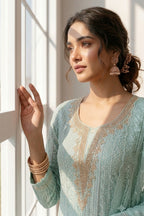 Mint Green Georgette Chikankari Work Unstiched Suit