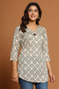 Grey & Beige Color Cotton Printed Tunic