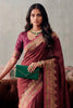Maroon Soft Silk Kalamkari Woven Saree