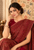 Maroon Heavy Embroidered Georgette Saree