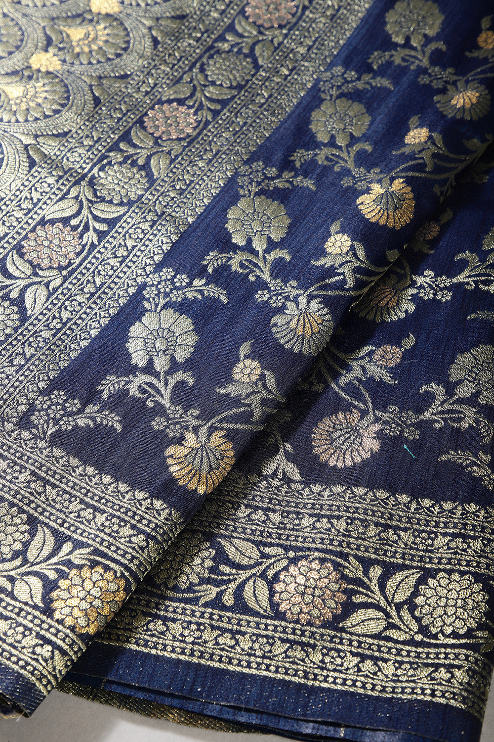 Navy Blue Color Raw Silk Woven Saree