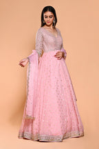 Pink Color Organza Georgette Embroidered Anarkali Suit