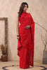Red Green Color Embroidered Georgette Saree
