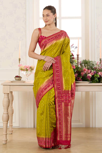 Sage Green Woven Chanderi Silk Saree