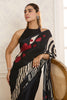 Black Jacquard Silk Floral Printed Saree