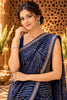 Navy Color Georgette Sequins Embroidered Saree