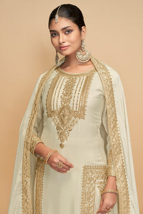 Crepe Silk Embroidered Suit Set