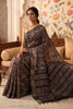 Navy And Beige Cotton Printed And Woven Border Saree