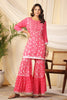 Fuchsia Pink Color Muslin Printed Suit With Gharara