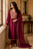Wine Neck-Embroidered Silk Straight Suit