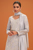 Grey Crepe Silk Cut-Dana and Resham Embroidered Suit with Palazzo