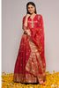 Fuchsia Pink Color Mantellic Tissue Embroidered and Woven Anarkali Suit