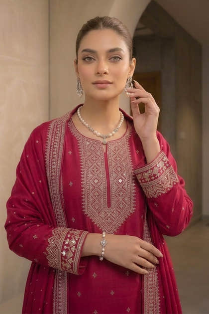 Magenta Pink Crepe Silk Zari and Sequins Embroidered Anarkali Suit