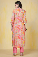 Pink Cotton Silk Floral Printed Kurta Set