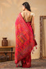 Cherry Red South Silk Zari And Resham Woven Saree