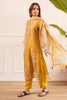 Mustard Chanderi Silk Printed Straight Suit
