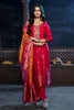 Rani Silk Neck Embroidered And Zari Woven Suit With Woven Dupatta Set